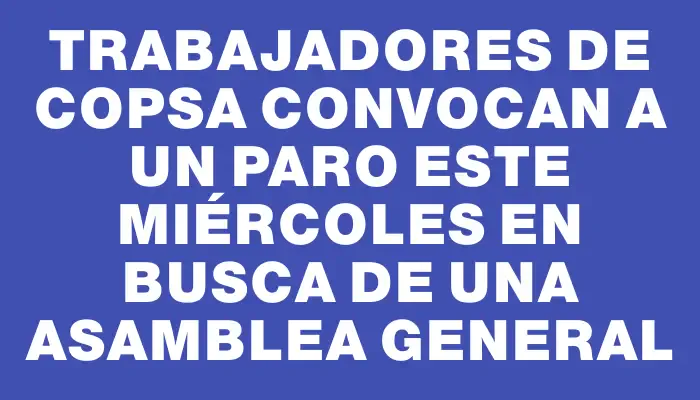 Trabajadores de Copsa convocan a un paro este miércoles en busca de una asamblea general