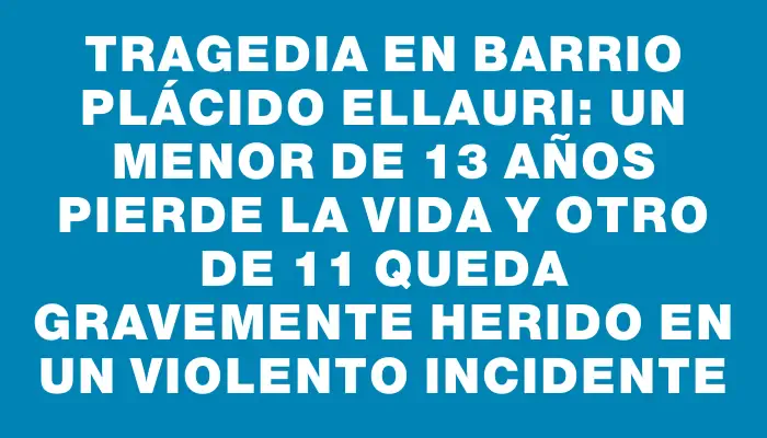 Tragedia en barrio Plácido Ellauri: un menor de 13 años pierde la vida y otro de 11 queda gravemente herido en un violento incidente