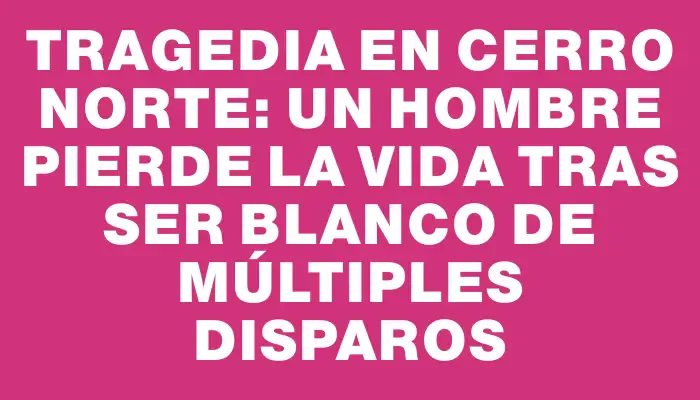 Tragedia en Cerro Norte: un hombre pierde la vida tras ser blanco de múltiples disparos