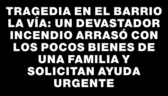 Tragedia en el barrio La Vía: un devastador incendio arrasó con los pocos bienes de una familia y solicitan ayuda urgente