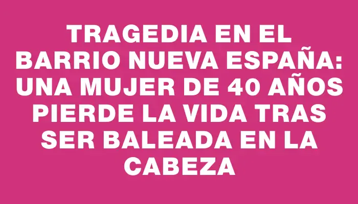 Tragedia en el barrio Nueva España: una mujer de 40 años pierde la vida tras ser baleada en la cabeza