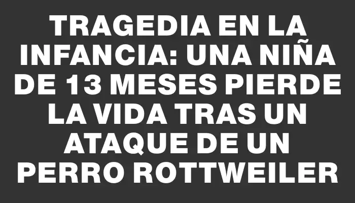 Tragedia en la infancia: una niña de 13 meses pierde la vida tras un ataque de un perro Rottweiler