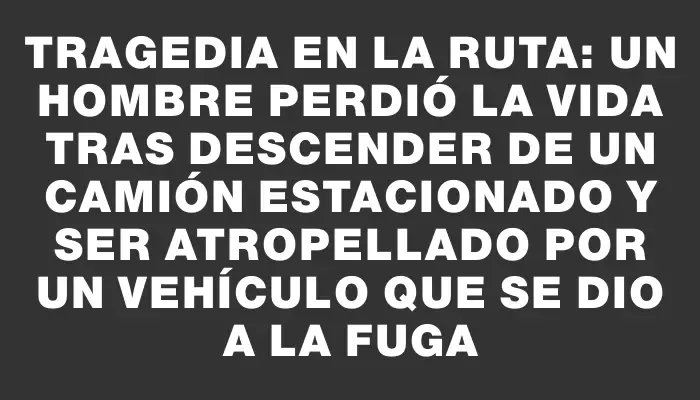 Tragedia en la ruta: un hombre perdió la vida tras descender de un camión estacionado y ser atropellado por un vehículo que se dio a la fuga