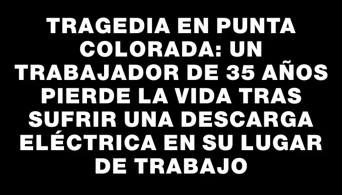 Tragedia en Punta Colorada: un trabajador de 35 años pierde la vida tras sufrir una descarga eléctrica en su lugar de trabajo