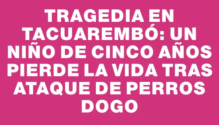 Tragedia en Tacuarembó: un niño de cinco años pierde la vida tras ataque de perros dogo