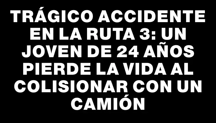 Trágico accidente en la ruta 3: un joven de 24 años pierde la vida al colisionar con un camión