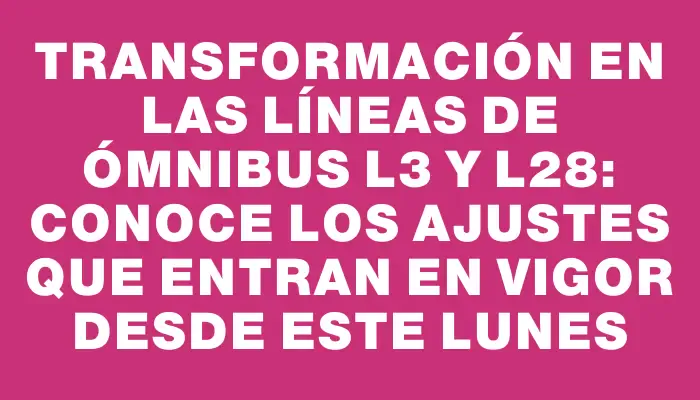 Transformación en las líneas de ómnibus L3 y L28: conoce los ajustes que entran en vigor desde este lunes