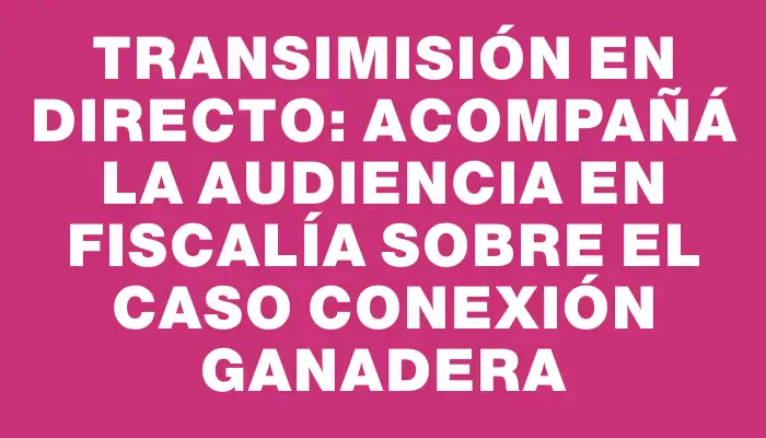 Transimisión En Directo: Acompañá la audiencia en Fiscalía sobre el caso Conexión Ganadera