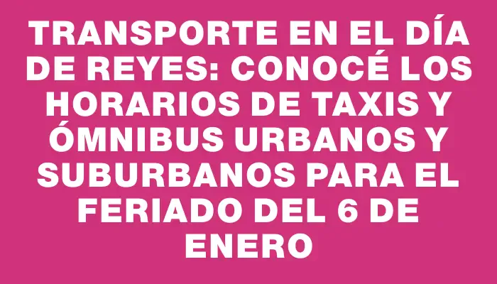 Transporte en el Día de Reyes: Conocé los horarios de taxis y ómnibus urbanos y suburbanos para el feriado del 6 de enero