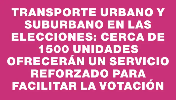 Transporte urbano y suburbano en las elecciones: cerca de 1500 unidades ofrecerán un servicio reforzado para facilitar la votación