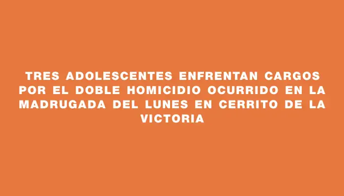 Tres adolescentes enfrentan cargos por el doble homicidio ocurrido en la madrugada del lunes en Cerrito de la Victoria