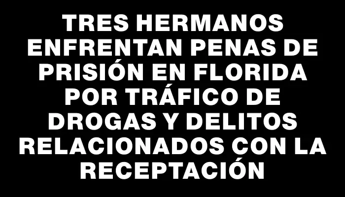 Tres hermanos enfrentan penas de prisión en Florida por tráfico de drogas y delitos relacionados con la receptación