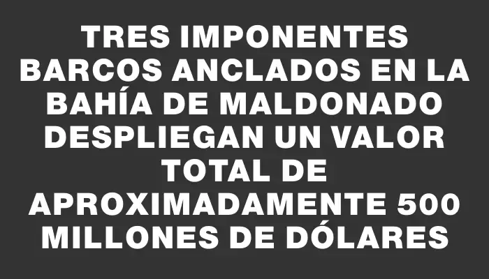 Tres imponentes barcos anclados en la bahía de Maldonado despliegan un valor total de aproximadamente 500 millones de dólares