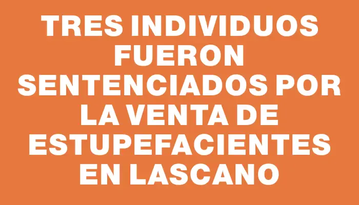 Tres individuos fueron sentenciados por la venta de estupefacientes en Lascano