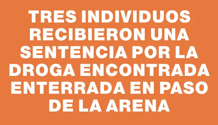 Tres individuos recibieron una sentencia por la droga encontrada enterrada en Paso de la Arena