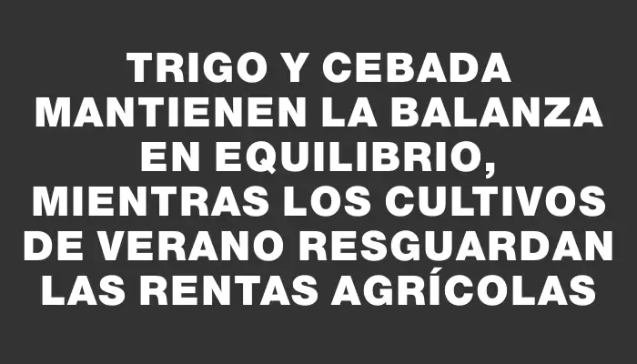 Trigo y cebada mantienen la balanza en equilibrio, mientras los cultivos de verano resguardan las rentas agrícolas