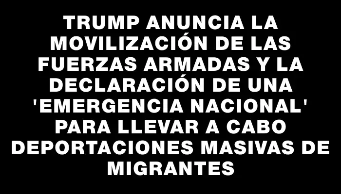 Trump anuncia la movilización de las fuerzas armadas y la declaración de una "emergencia nacional" para llevar a cabo deportaciones masivas de migrantes