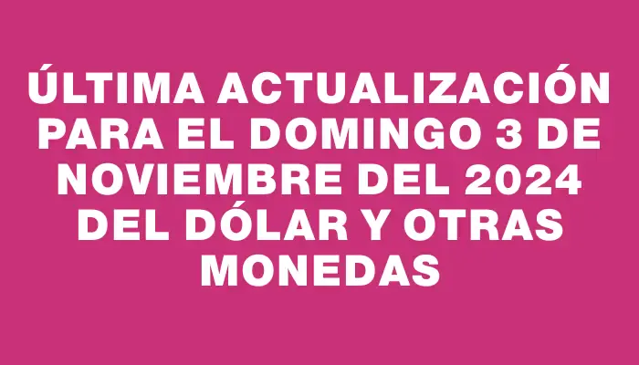 Última actualización para el Domingo 3 de noviembre del 2024 del dólar y otras monedas