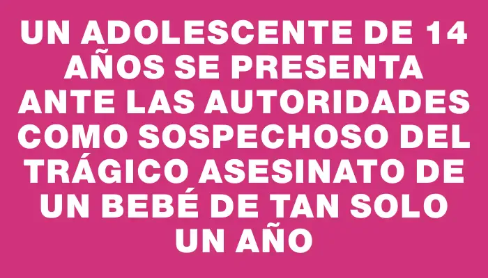 Un adolescente de 14 años se presenta ante las autoridades como sospechoso del trágico asesinato de un bebé de tan solo un año