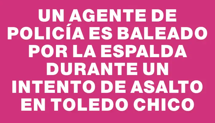 Un agente de policía es baleado por la espalda durante un intento de asalto en Toledo Chico
