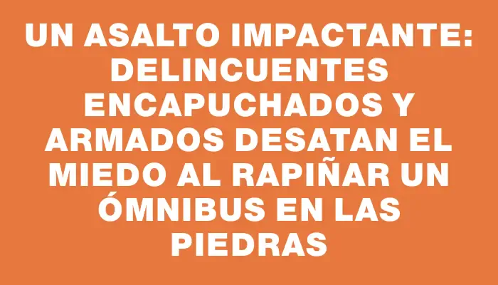 Un asalto impactante: delincuentes encapuchados y armados desatan el miedo al rapiñar un ómnibus en Las Piedras