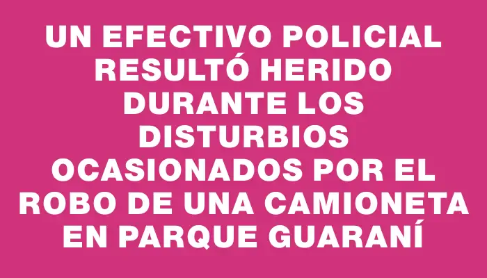 Un efectivo policial resultó herido durante los disturbios ocasionados por el robo de una camioneta en Parque Guaraní