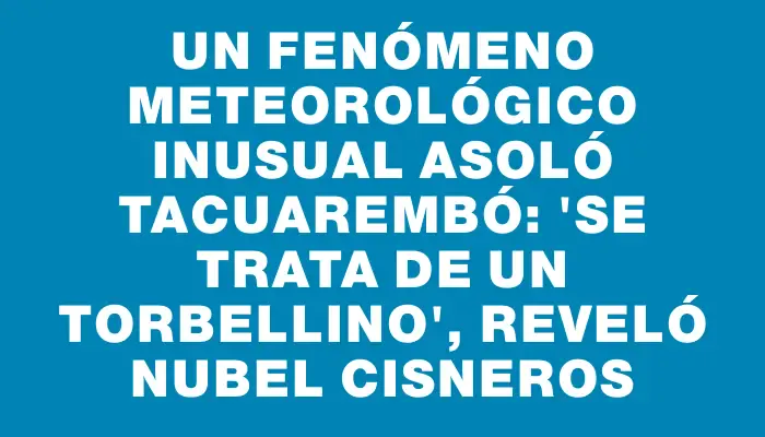 Un fenómeno meteorológico inusual asoló Tacuarembó: "Se trata de un torbellino", reveló Nubel Cisneros