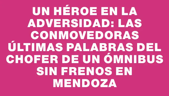 Un héroe en la adversidad: las conmovedoras últimas palabras del chofer de un ómnibus sin frenos en Mendoza