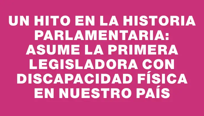 Un hito en la historia parlamentaria: asume la primera legisladora con discapacidad física en nuestro país