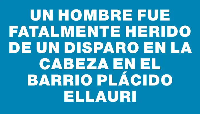 Un hombre fue fatalmente herido de un disparo en la cabeza en el barrio Plácido Ellauri