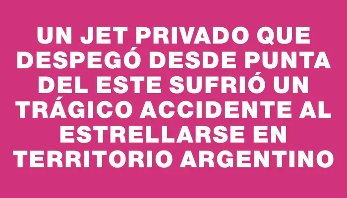 Un jet privado que despegó desde Punta del Este sufrió un trágico accidente al estrellarse en territorio argentino