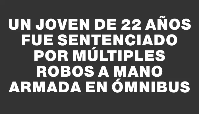 Un joven de 22 años fue sentenciado por múltiples robos a mano armada en ómnibus