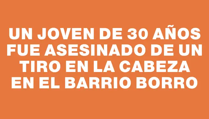 Un joven de 30 años fue asesinado de un tiro en la cabeza en el barrio Borro