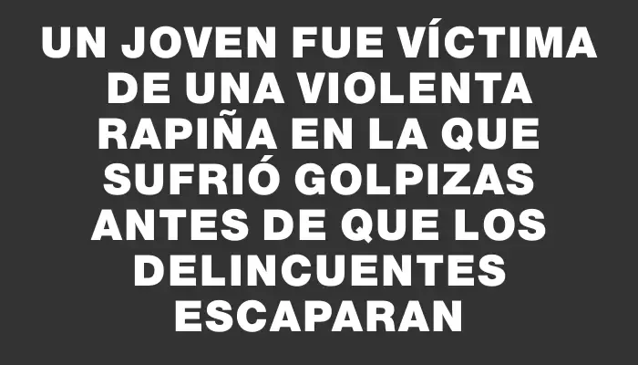 Un joven fue víctima de una violenta rapiña en la que sufrió golpizas antes de que los delincuentes escaparan