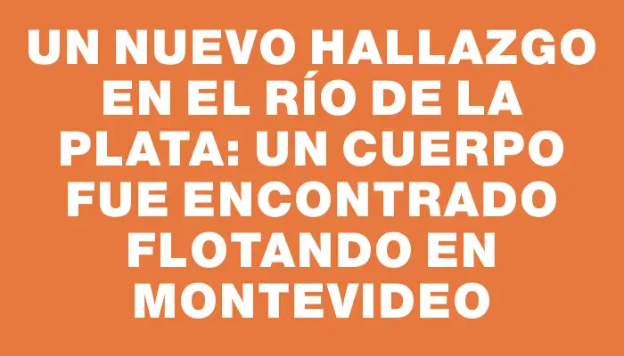 Un nuevo hallazgo en el Río de la Plata: un cuerpo fue encontrado flotando en Montevideo