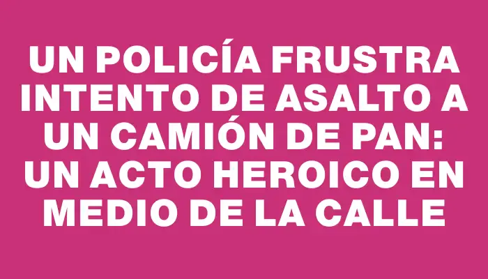 Un policía frustra intento de asalto a un camión de pan: un acto heroico en medio de la calle
