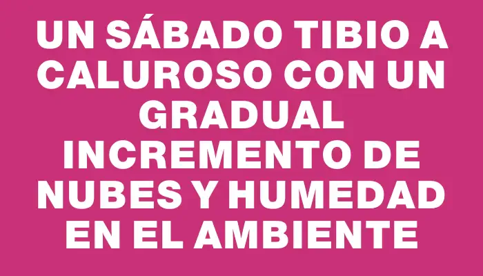 Un sábado tibio a caluroso con un gradual incremento de nubes y humedad en el ambiente