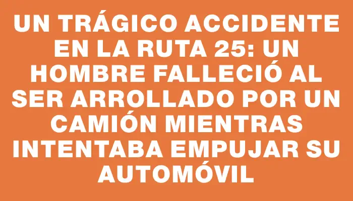 Un trágico accidente en la ruta 25: un hombre falleció al ser arrollado por un camión mientras intentaba empujar su automóvil