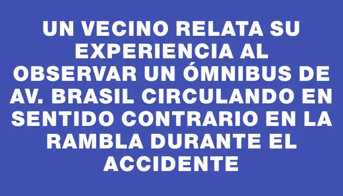 Un vecino relata su experiencia al observar un ómnibus de Av. Brasil circulando en sentido contrario en la rambla durante el accidente