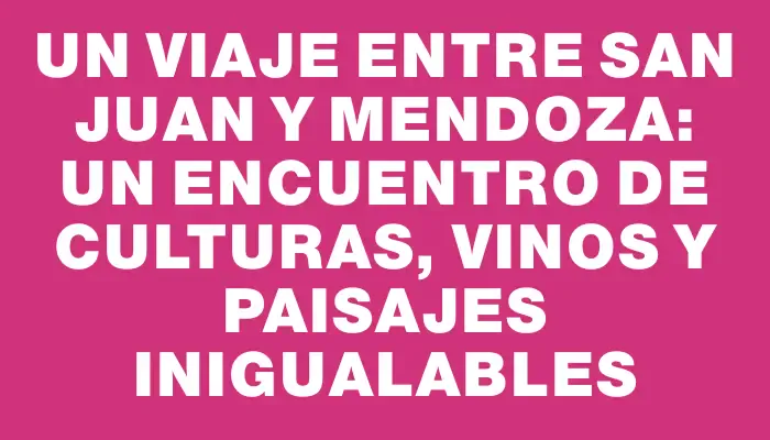 Un Viaje Entre San Juan y Mendoza: Un Encuentro de Culturas, Vinos y Paisajes Inigualables