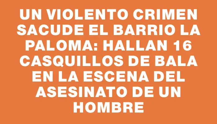 Un violento crimen sacude el barrio La Paloma: hallan 16 casquillos de bala en la escena del asesinato de un hombre