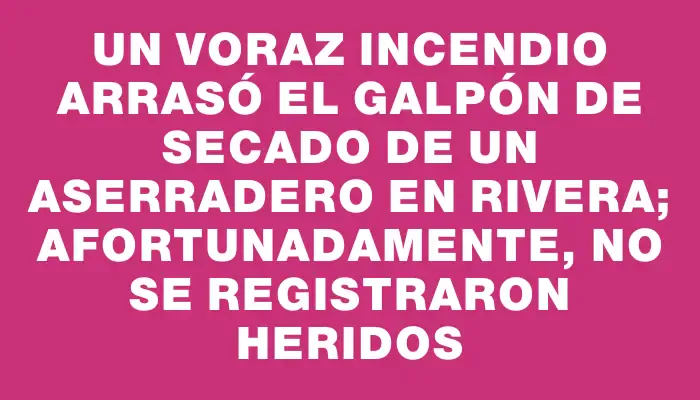 Un voraz incendio arrasó el galpón de secado de un aserradero en Rivera; afortunadamente, no se registraron heridos