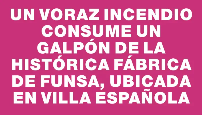 Un voraz incendio consume un galpón de la histórica fábrica de Funsa, ubicada en Villa Española