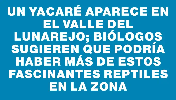 Un yacaré aparece en el Valle del Lunarejo; biólogos sugieren que podría haber más de estos fascinantes reptiles en la zona