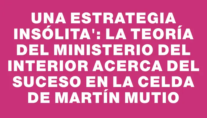 Una estrategia insólita": la teoría del Ministerio del Interior acerca del suceso en la celda de Martín Mutio