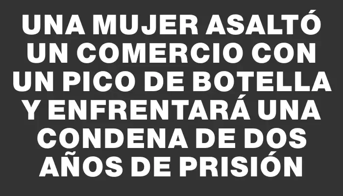 Una mujer asaltó un comercio con un pico de botella y enfrentará una condena de dos años de prisión