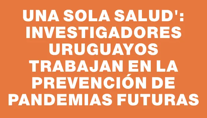 Una Sola Salud": investigadores uruguayos trabajan en la prevención de pandemias futuras