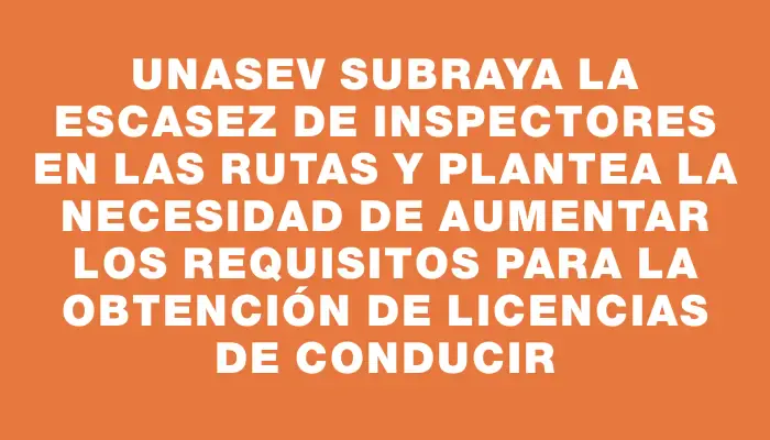 Unasev subraya la escasez de inspectores en las rutas y plantea la necesidad de aumentar los requisitos para la obtención de licencias de conducir