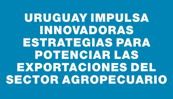 Uruguay impulsa innovadoras estrategias para potenciar las exportaciones del sector agropecuario