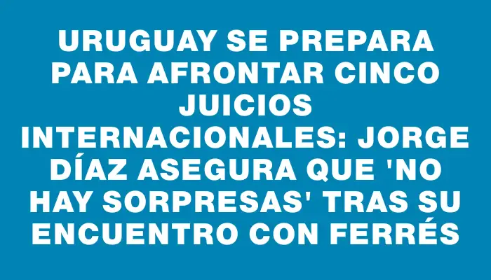 Uruguay se prepara para afrontar cinco juicios internacionales: Jorge Díaz asegura que "no hay sorpresas" tras su encuentro con Ferrés